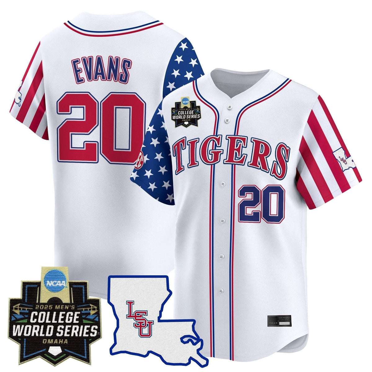 LSU 2025 Independence Day Vapor Premier Limited Men Jersey - World Series Patch - All Stitched