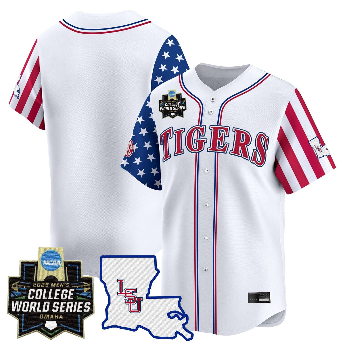 LSU 2025 Independence Day Vapor Premier Limited Jersey - World Series Patch - All Stitched