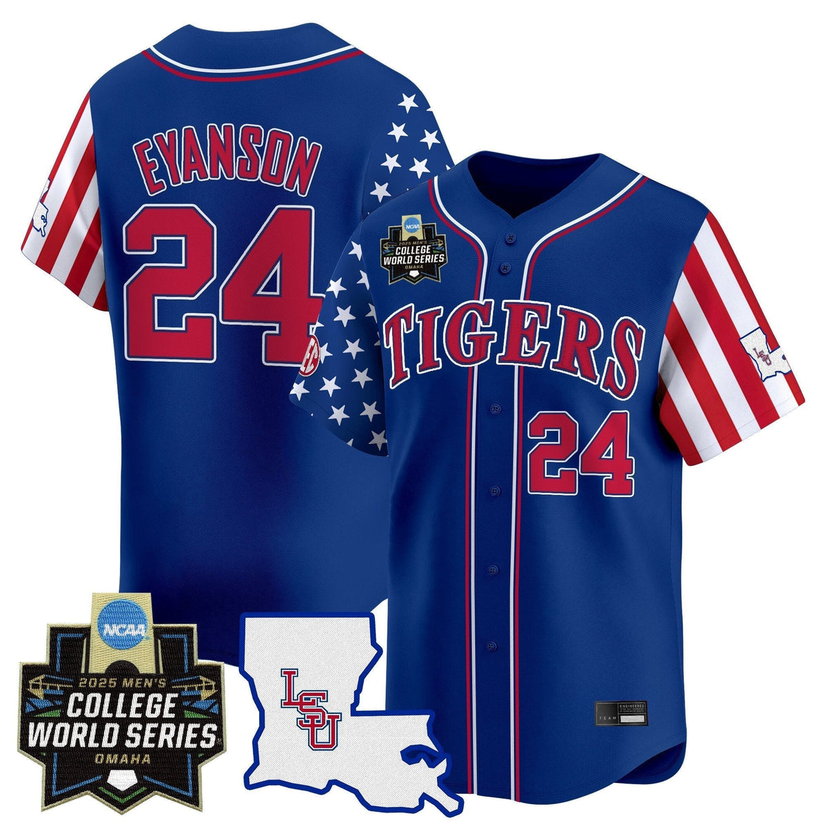 LSU 2025 Independence Day Vapor Premier Limited Jersey - World Series Patch - All Stitched