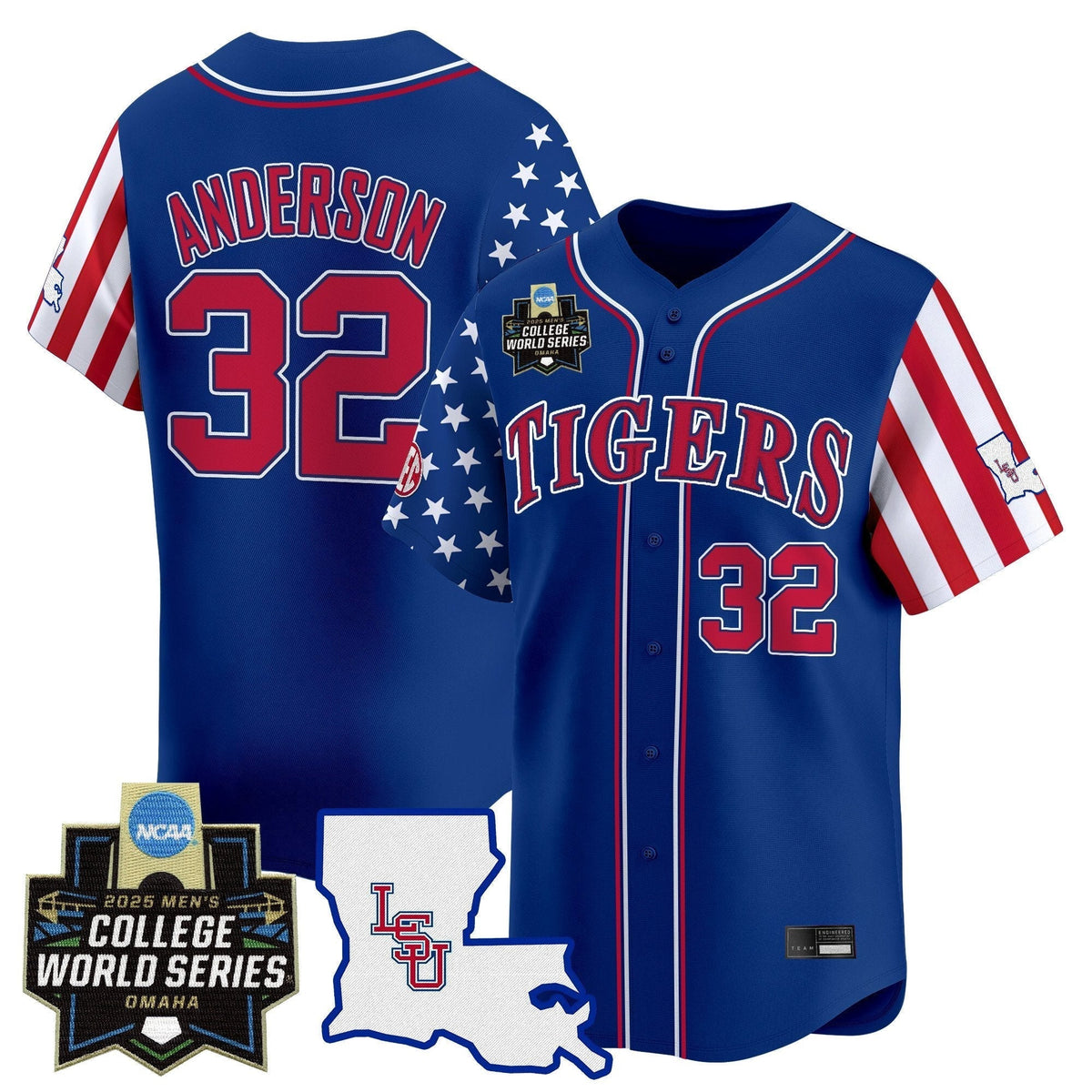 LSU 2025 Independence Day Vapor Premier Limited Jersey - World Series Patch - All Stitched