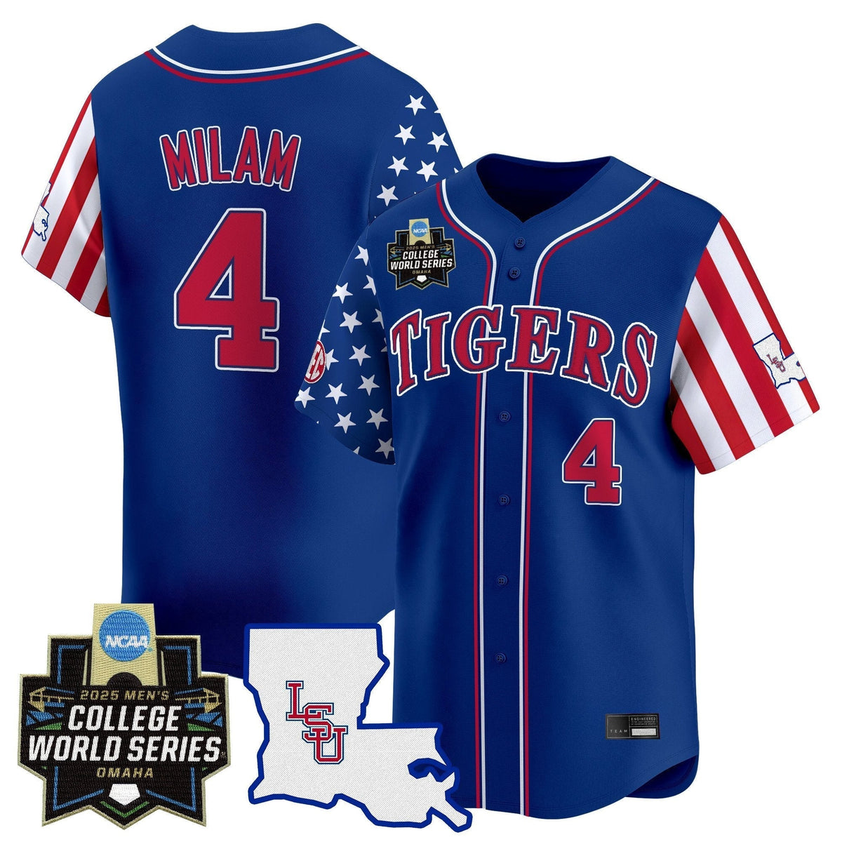 LSU 2025 Independence Day Vapor Premier Limited Jersey - World Series Patch - All Stitched