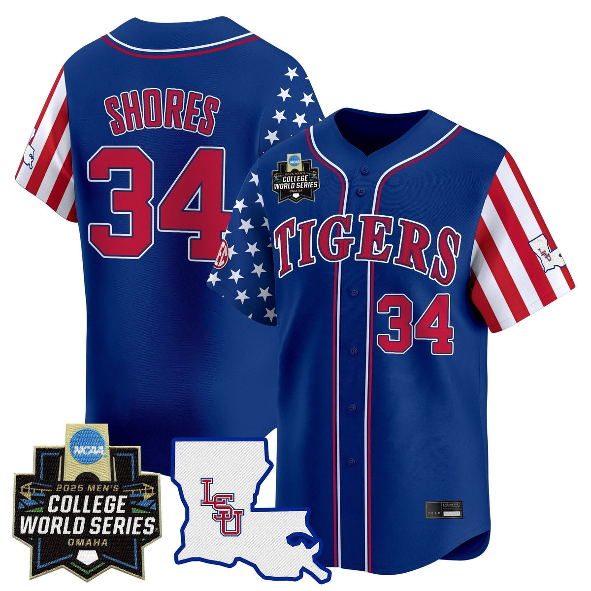LSU 2025 Independence Day Vapor Premier Limited Jersey - World Series Patch - Stitched