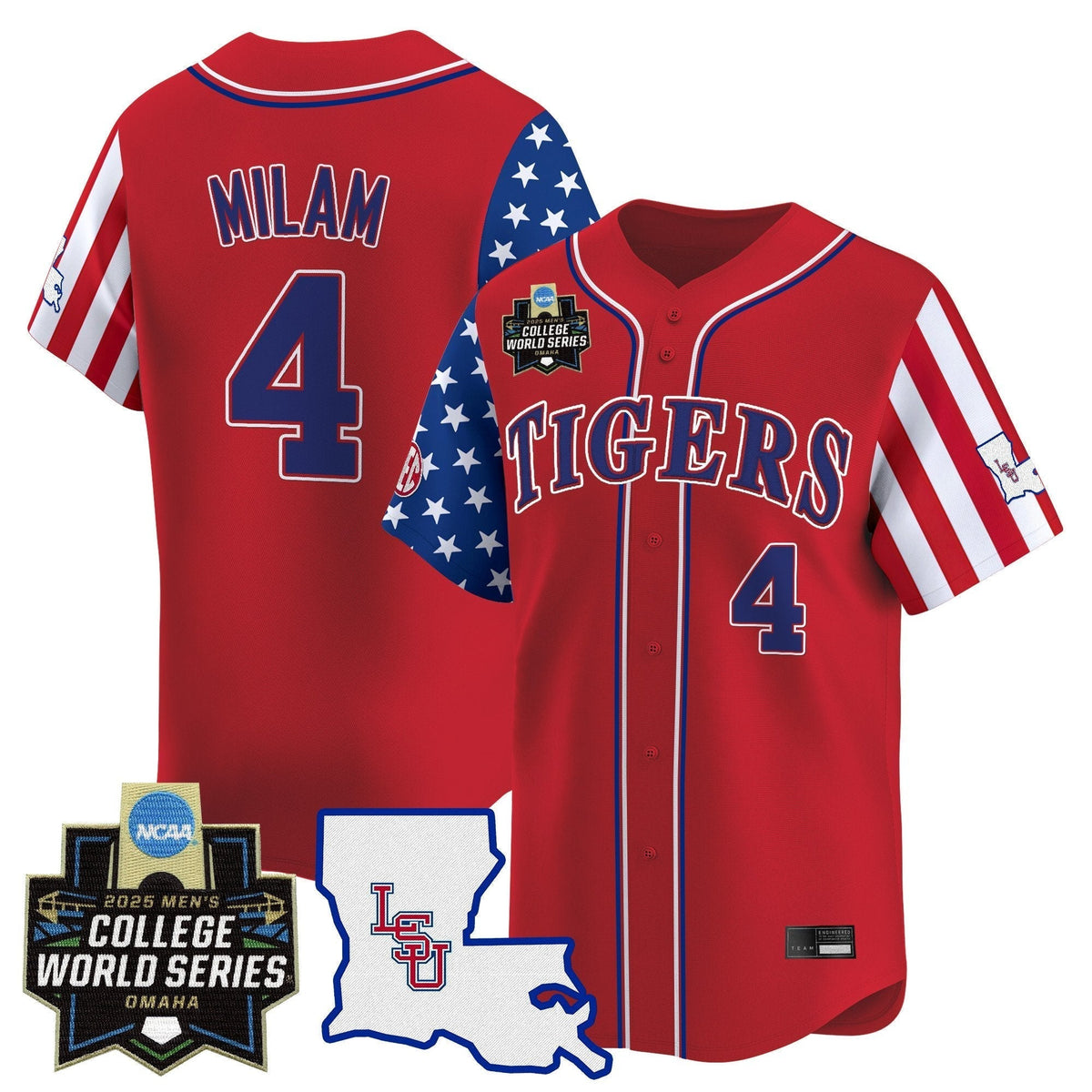 LSU 2025 Independence Day Vapor Premier Limited Jersey - World Series Patch - All Stitched