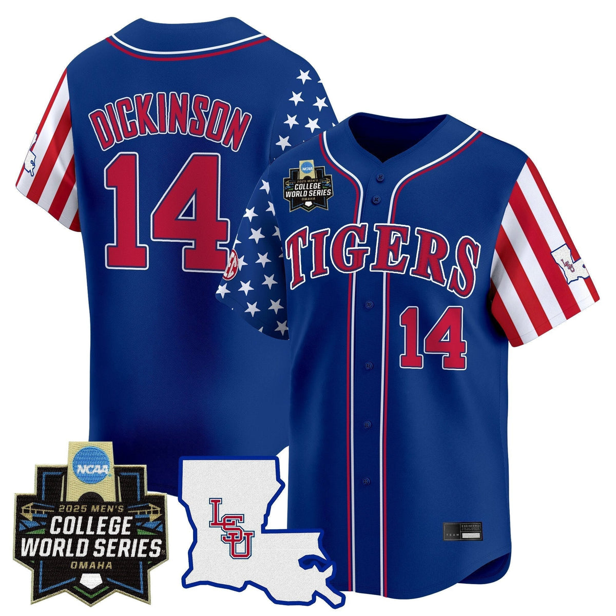 LSU 2025 Independence Day Vapor Premier Limited Jersey - World Series Patch - All Stitched