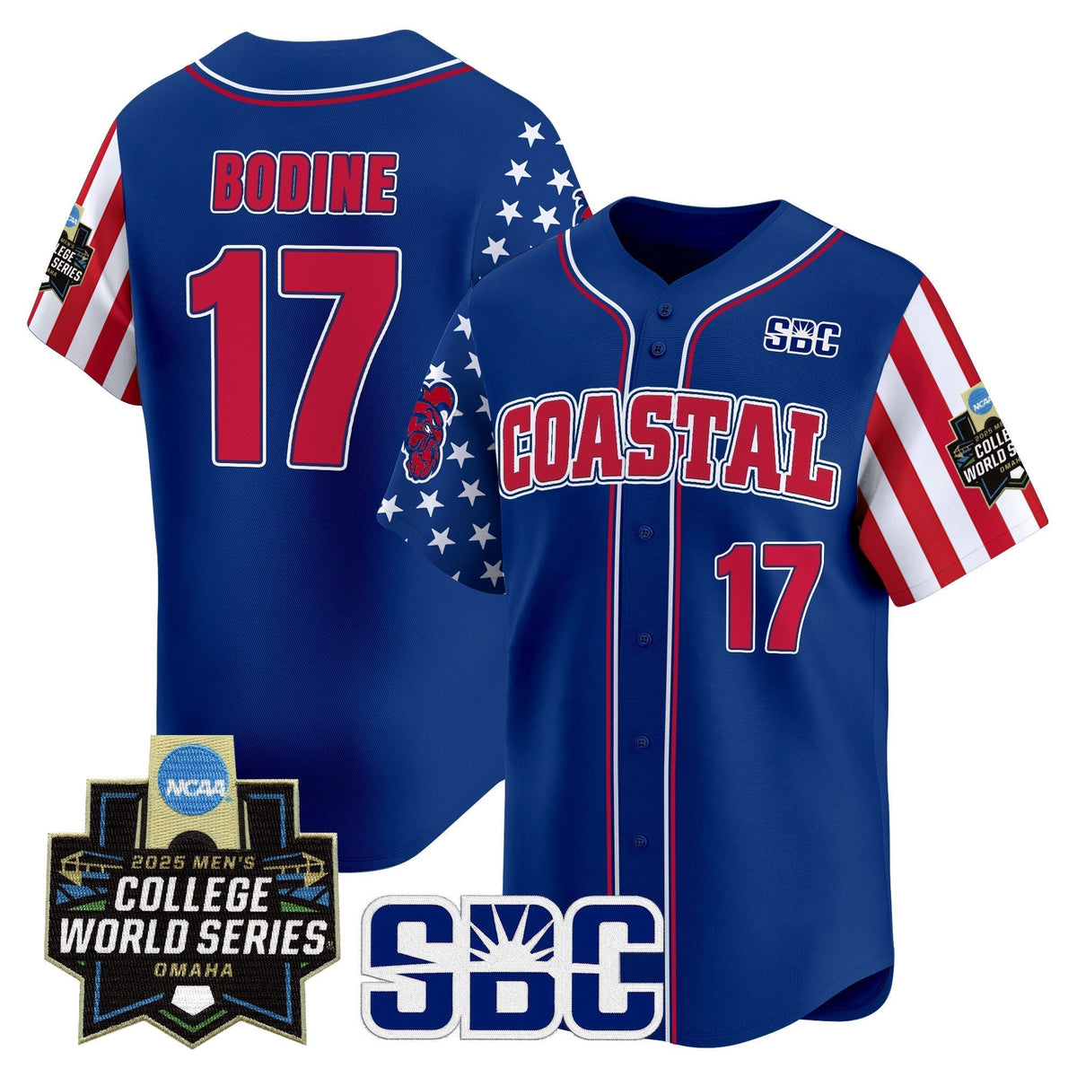 Coastal Carolina Chanticleers 2025 Independence Day Vapor Premier Limited Jersey - World Series Patch - All Stitched