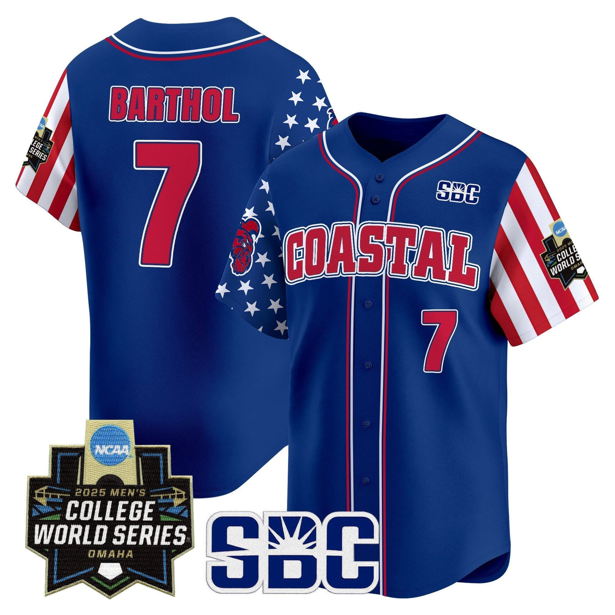 Coastal Carolina Chanticleers 2025 Independence Day Vapor Premier Limited Jersey - World Series Patch - All Stitched