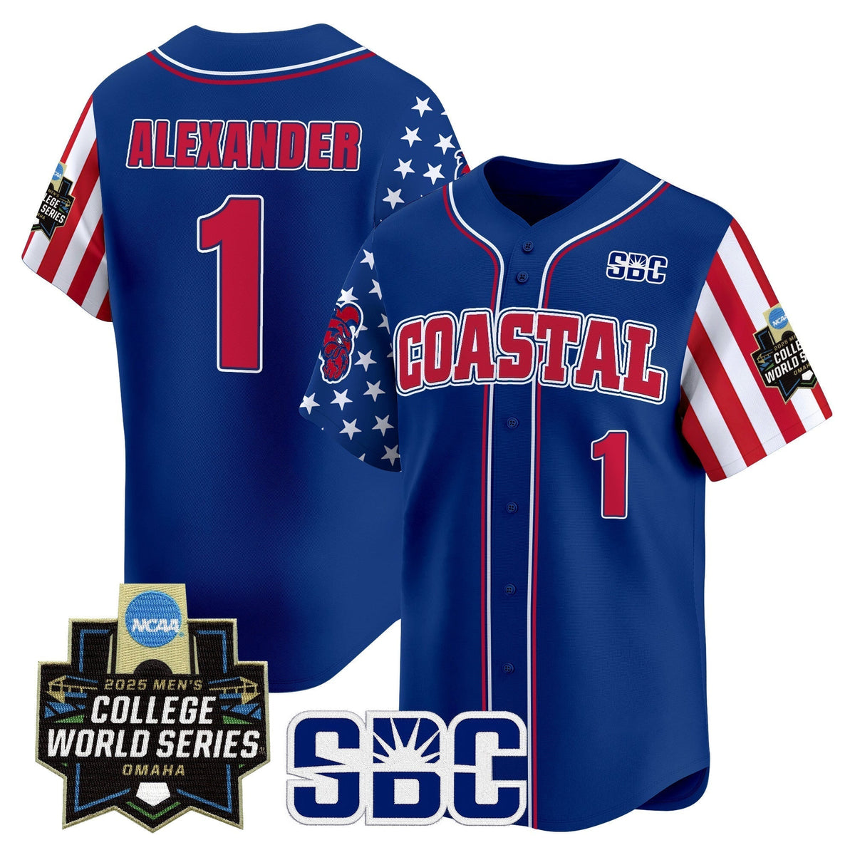 Coastal Carolina Chanticleers 2025 Independence Day Vapor Premier Limited Jersey - World Series Patch - All Stitched