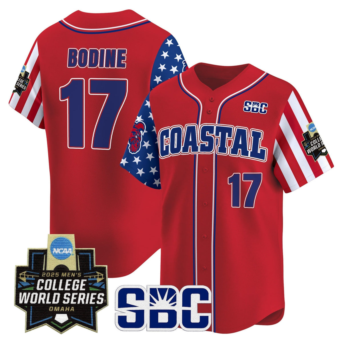 Coastal Carolina Chanticleers 2025 Independence Day Vapor Premier Limited Jersey - World Series Patch - All Stitched
