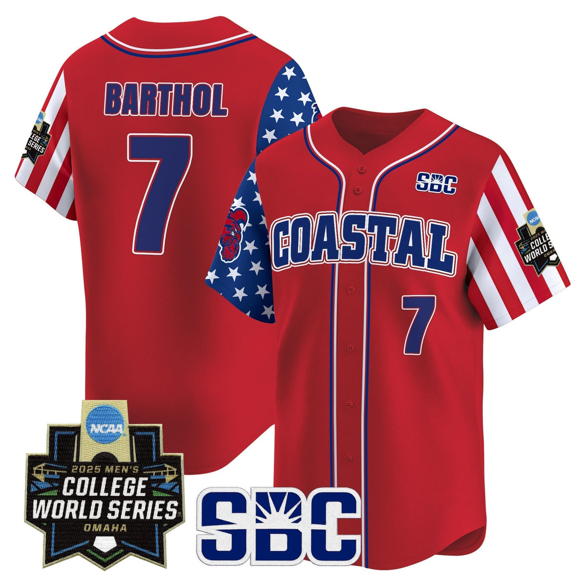 Coastal Carolina Chanticleers 2025 Independence Day Vapor Premier Limited Jersey - World Series Patch - All Stitched