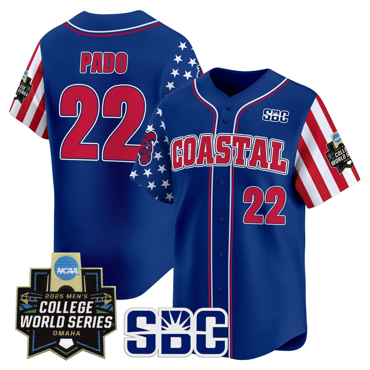 Coastal Carolina Chanticleers 2025 Independence Day Vapor Premier Limited Jersey - World Series Patch - All Stitched