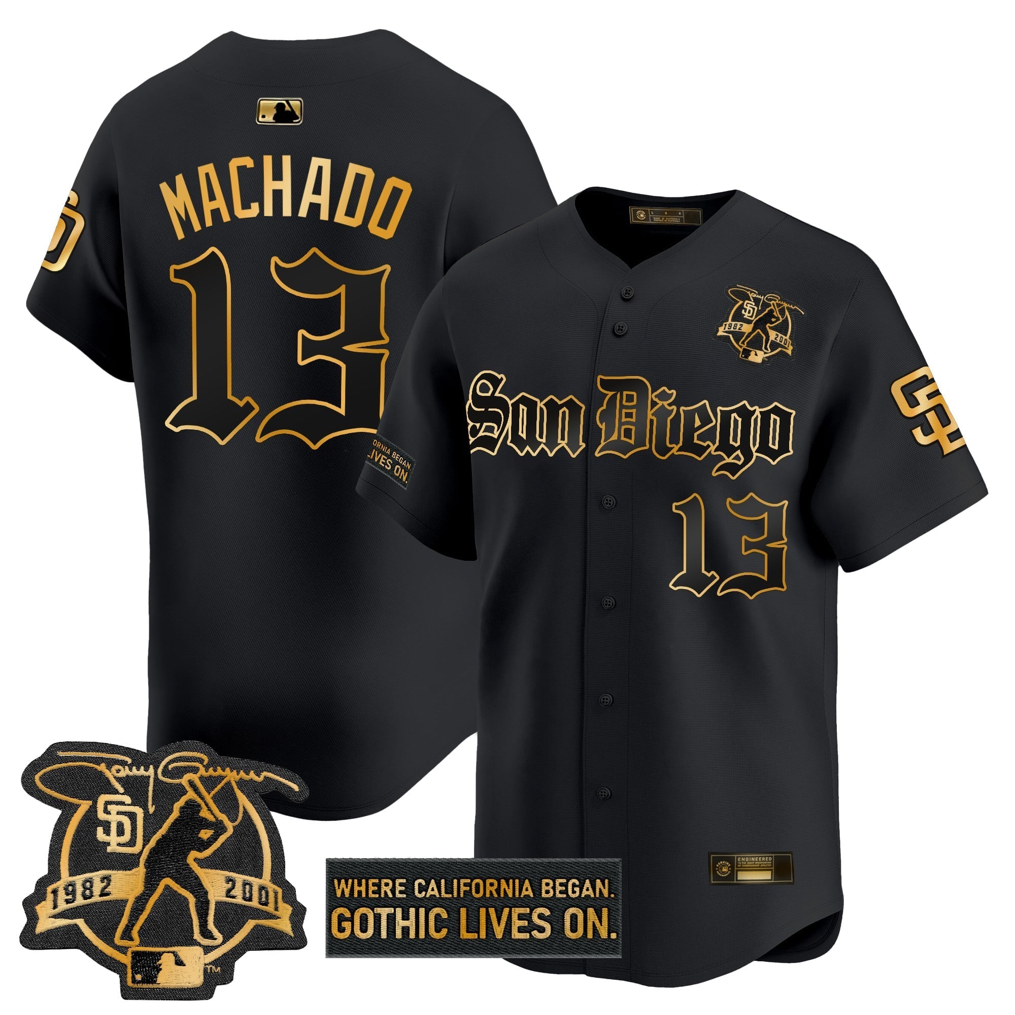 SD 'Gothic Edition' Gold Vapor Premier Limited Jersey - All Stitched
