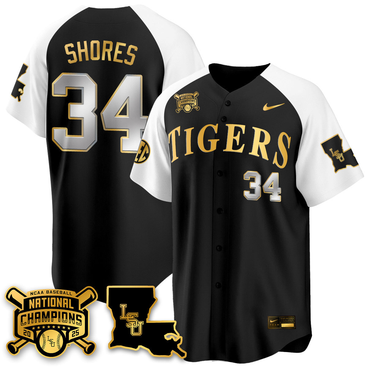 LSU 2025 World Series Champions Limited Gold Men Jersey - All Stitched