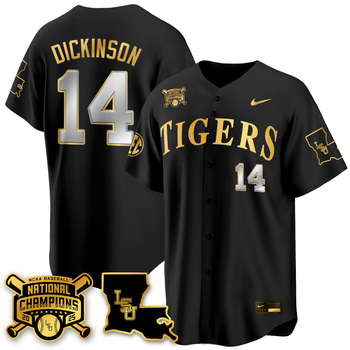 LSU 2025 World Series Champions Limited Gold Jersey - All Stitched