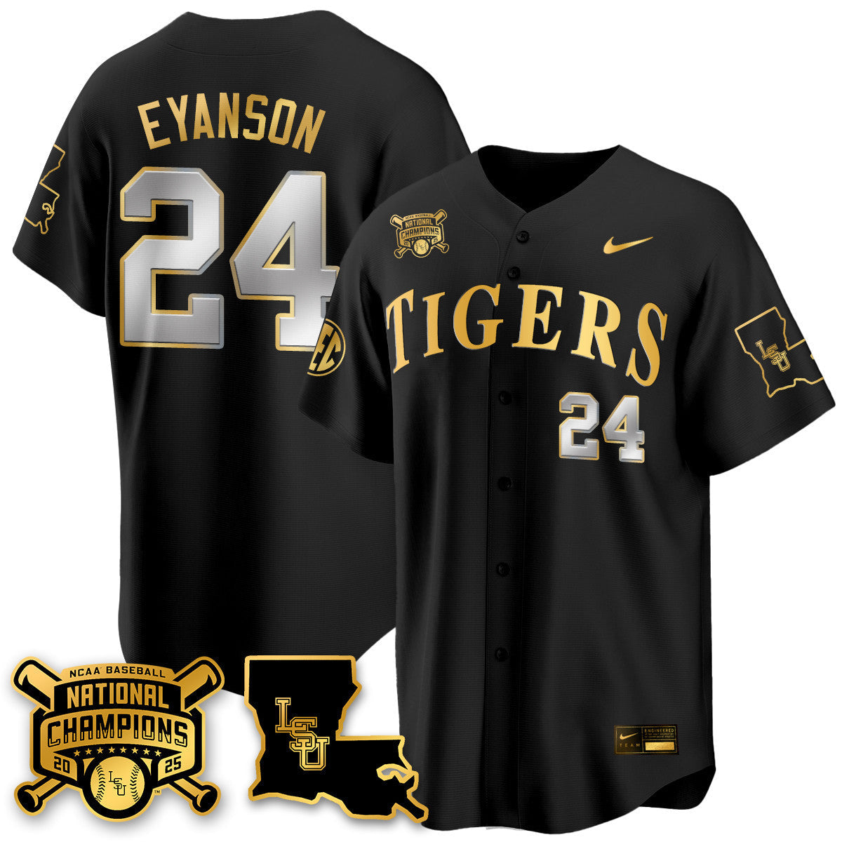 LSU 2025 World Series Champions Limited Gold Jersey - All Stitched