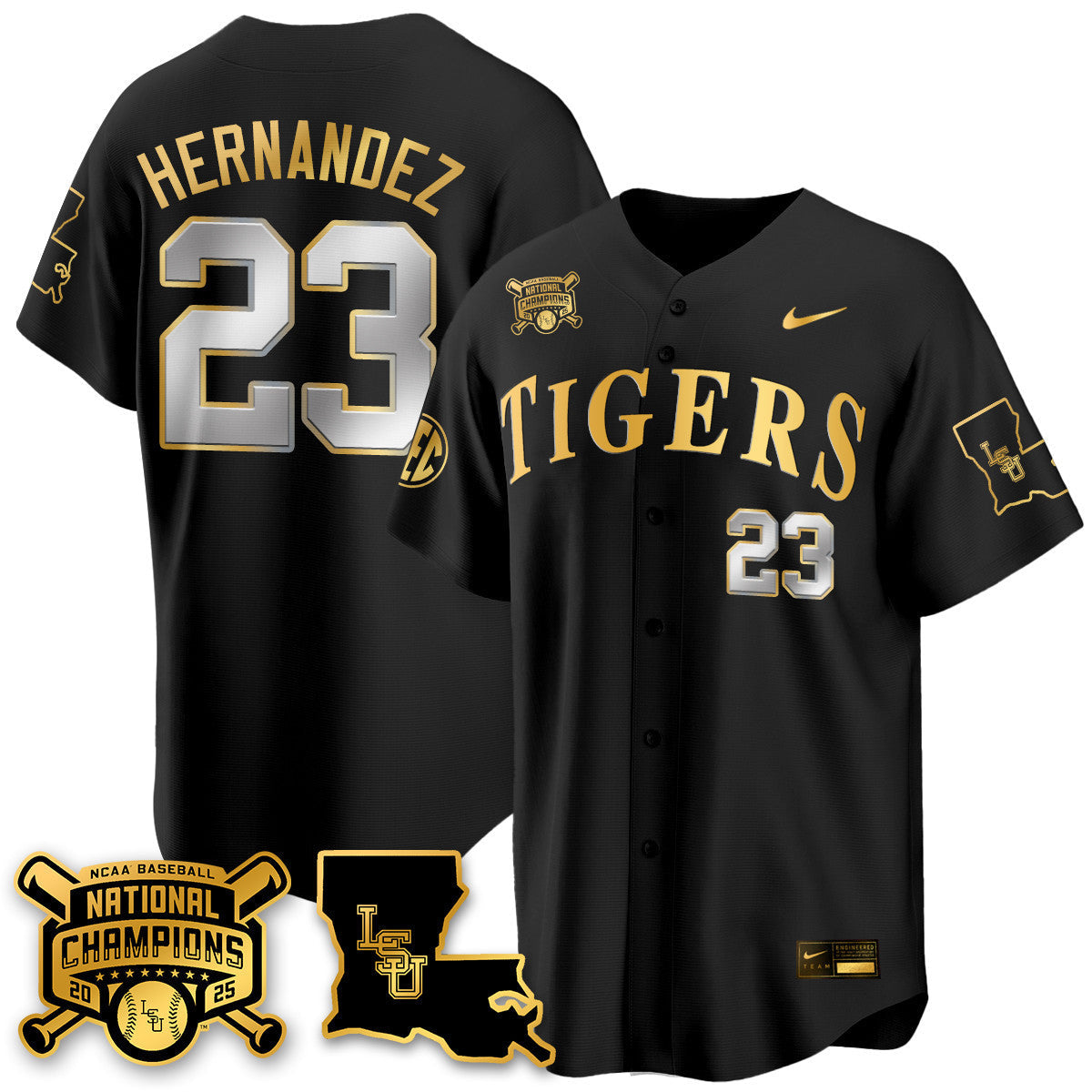 LSU 2025 World Series Champions Limited Gold Jersey - All Stitched