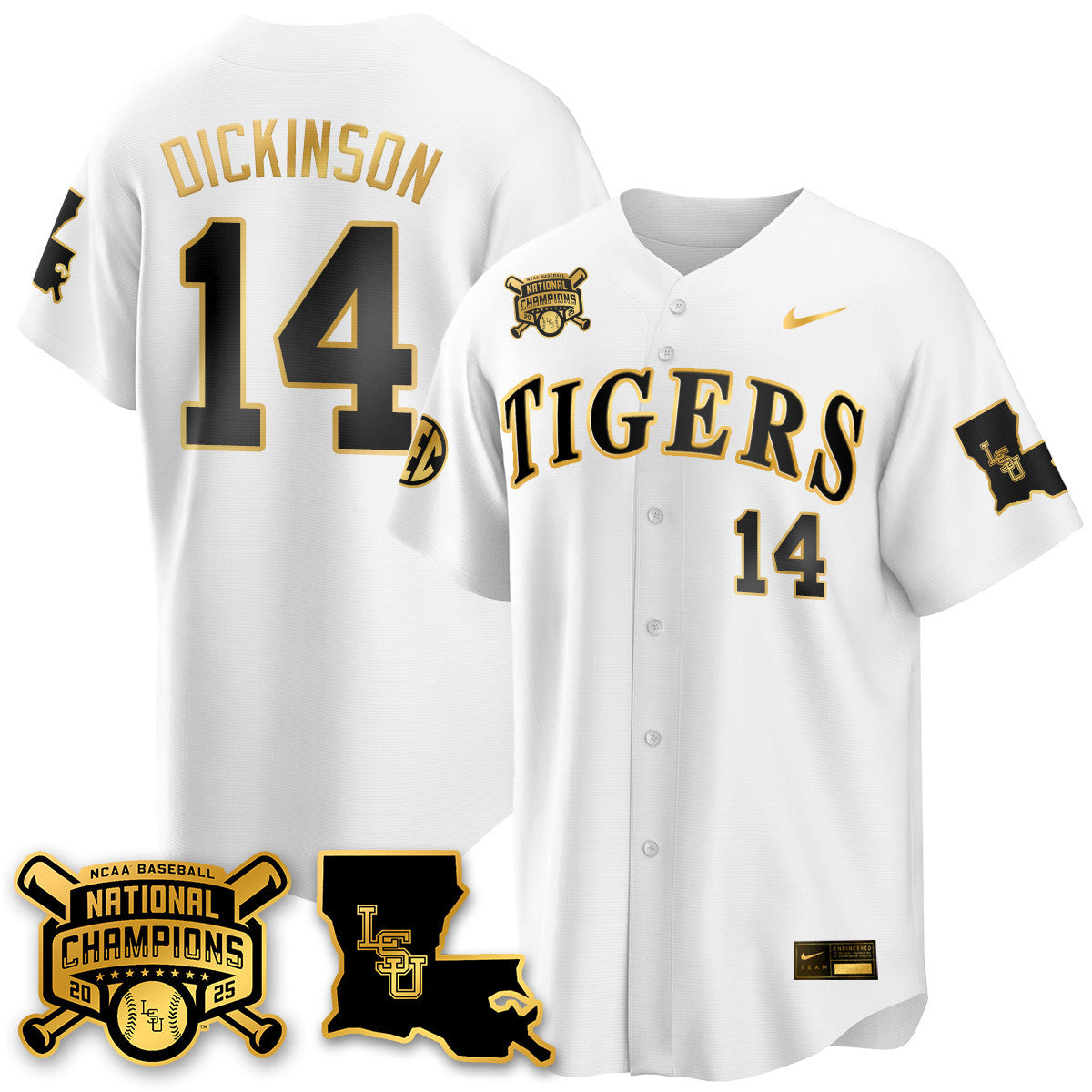 LSU 2025 World Series Champions Limited Gold Jersey - All Stitched