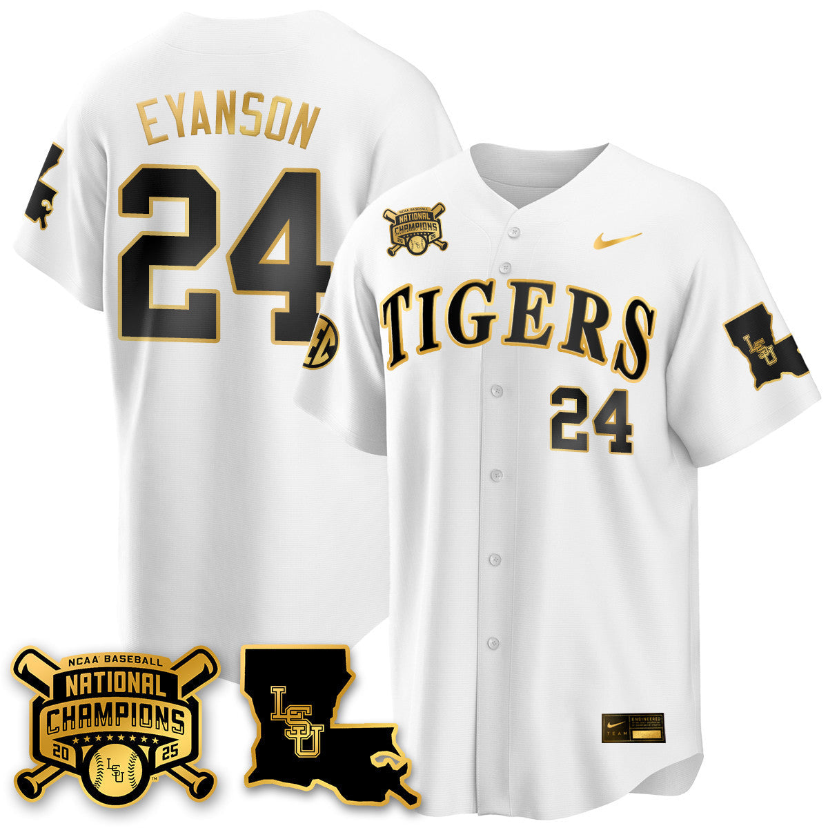LSU 2025 World Series Champions Limited Gold Jersey - All Stitched