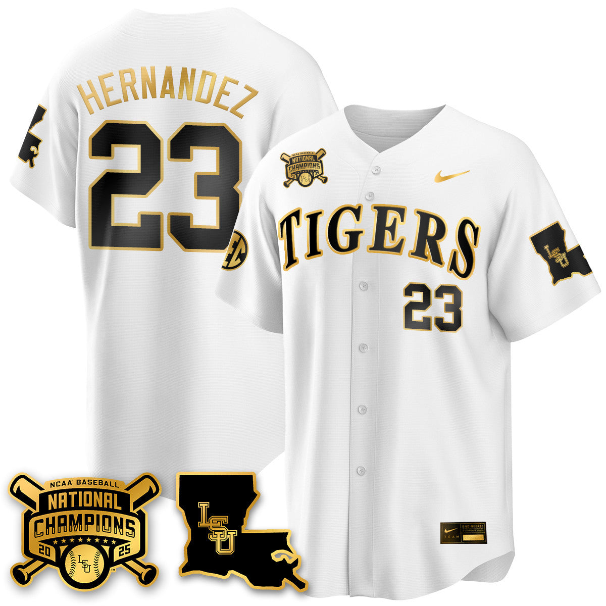 LSU 2025 World Series Champions Limited Gold Jersey - All Stitched