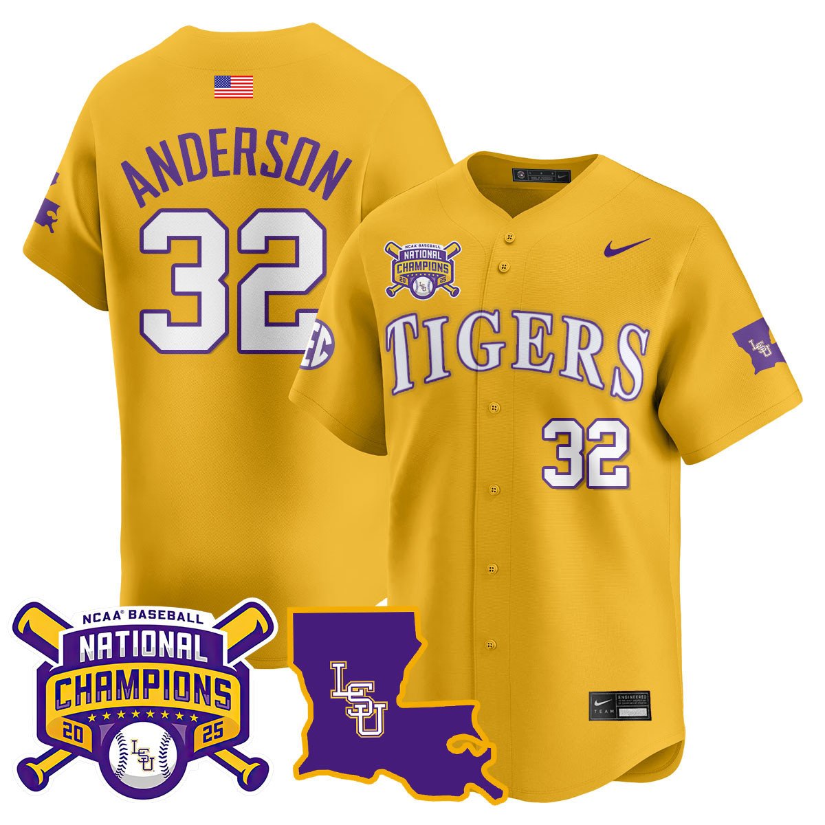 LSU 2025 World Series Champions Limited Jersey - All Stitched