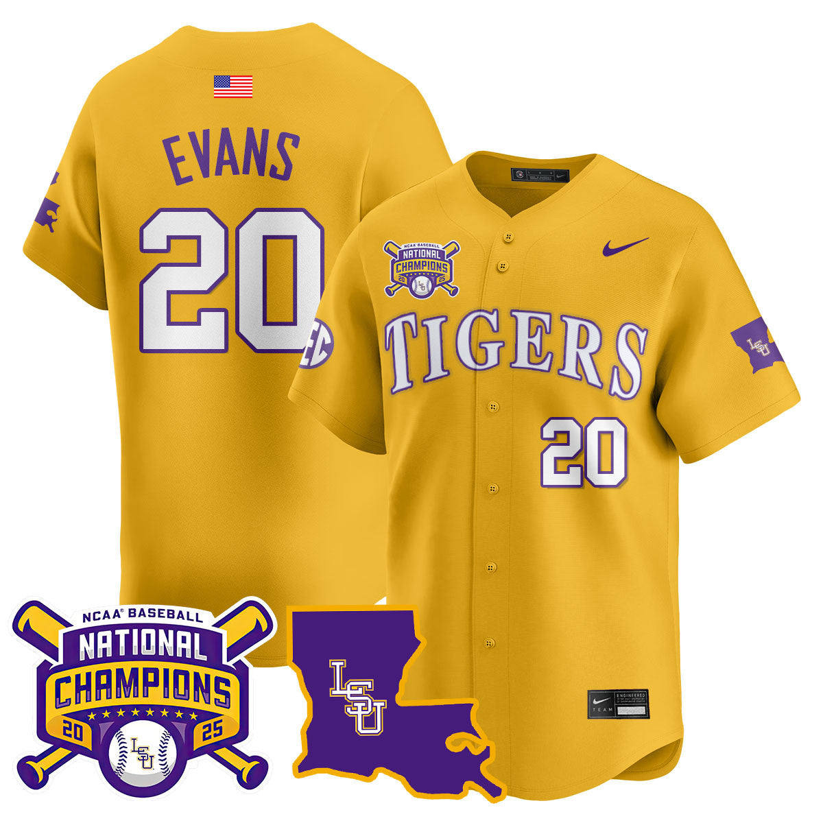 LSU 2025 World Series Champions Limited Men Jersey - All Stitched