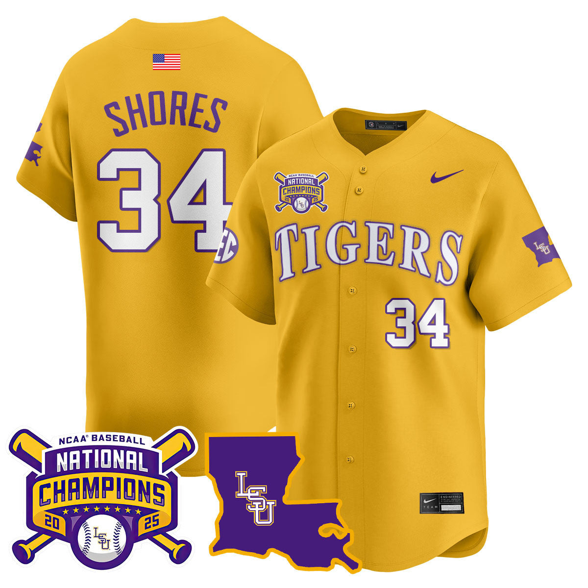 LSU 2025 World Series Champions Limited Men Jersey - All Stitched