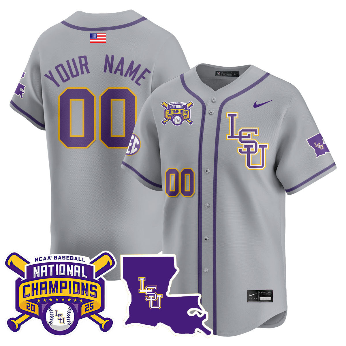 LSU 2025 World Series Champions Limited Jersey - All Stitched