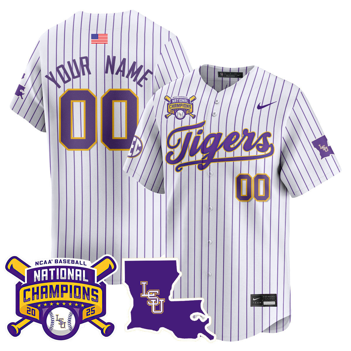LSU 2025 World Series Champions Limited Jersey - All Stitched