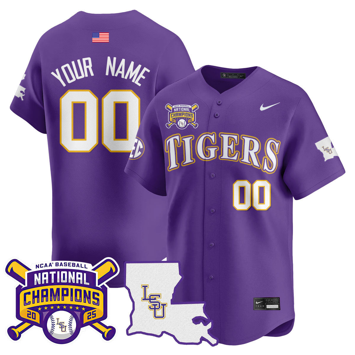 LSU 2025 World Series Champions Limited Jersey - All Stitched