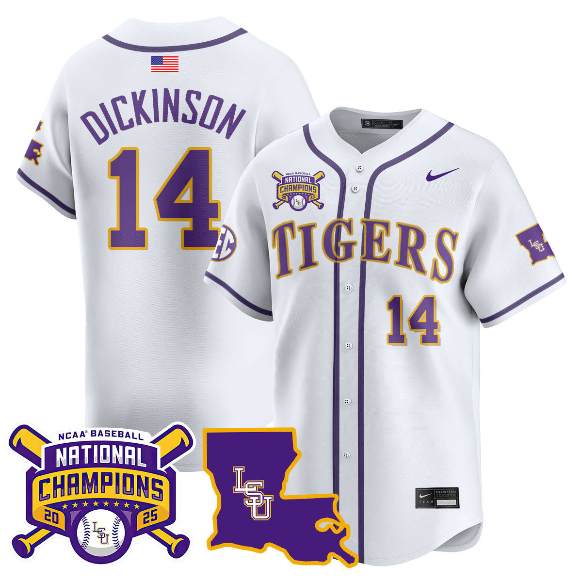 LSU 2025 World Series Champions Limited Men Jersey - All Stitched