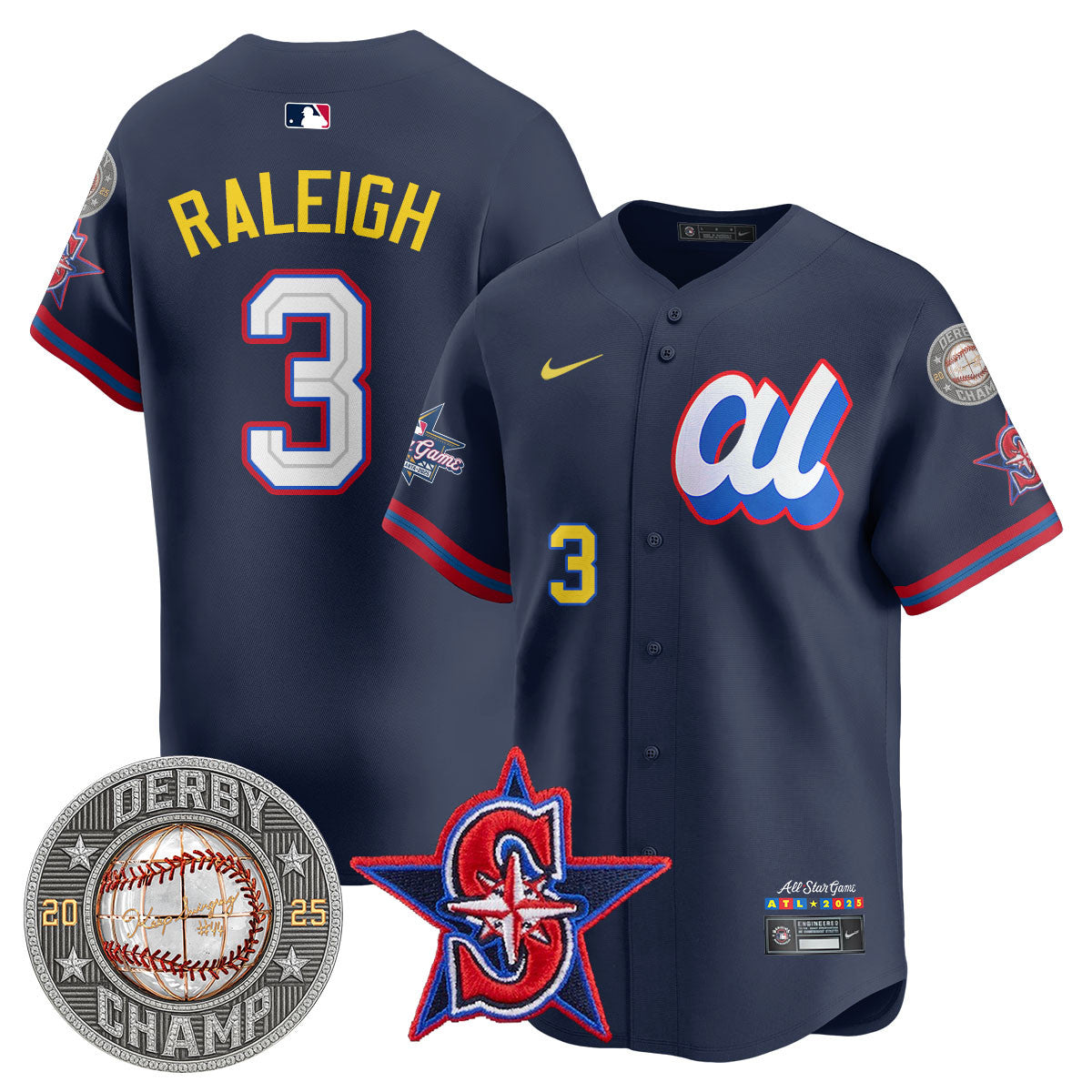 Cal Raleigh HRDERBY Champion AL 2025 MLB All-Star Men Jersey V1 - All Stitched
