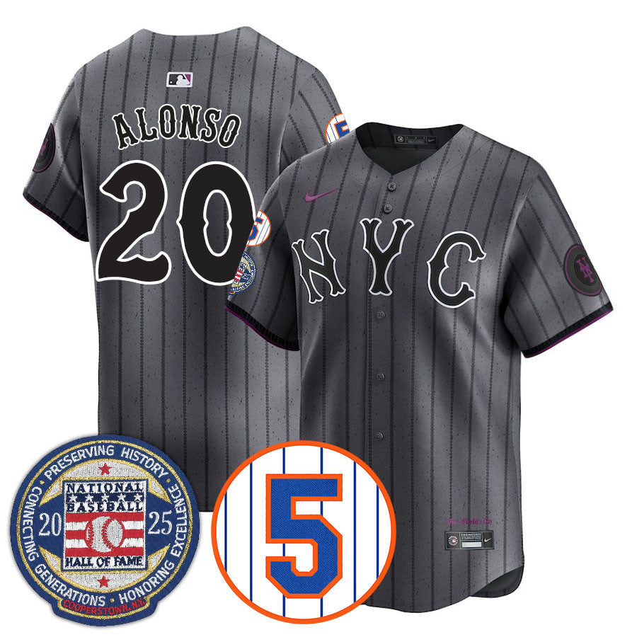 NYM Number Retirement & Hall of Fame Gold Men Jersey - All Stitched