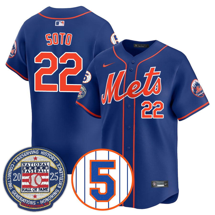 NYM Number Retirement & Hall of Fame Gold Men Jersey - All Stitched