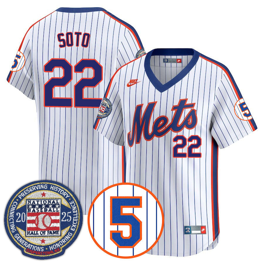 NYM Number Retirement & Hall of Fame Gold Men Jersey - All Stitched