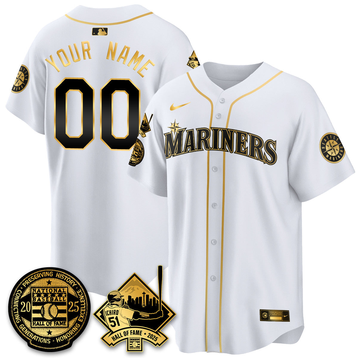 SEA Ichiro Number Retirement Jersey V2 - All Stitched