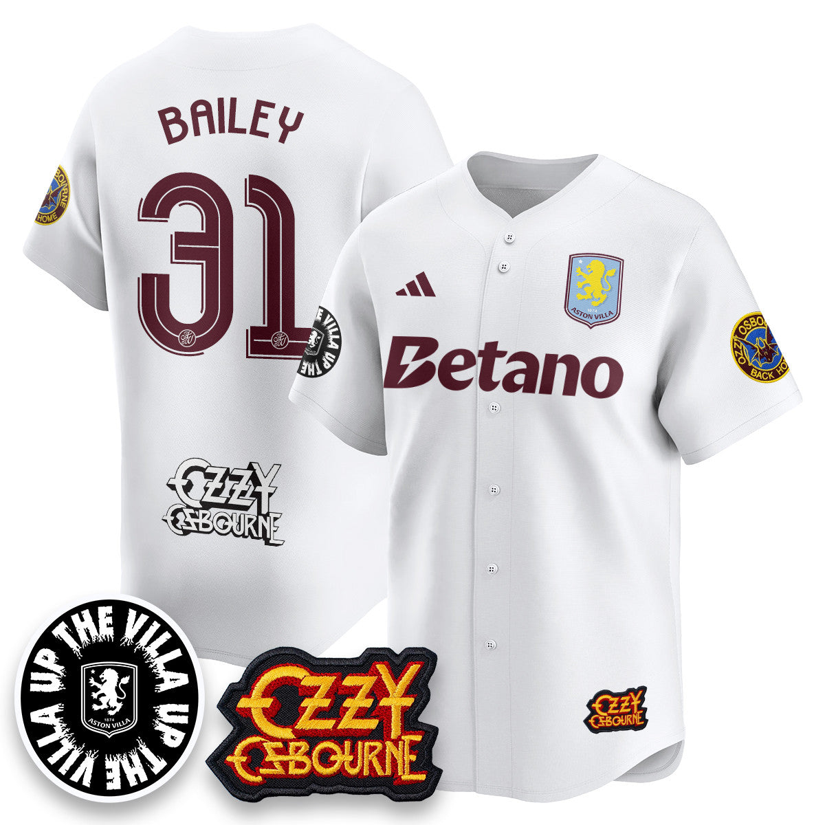 Aston Villa Ozzy Osbourne Back Home Baseball Jersey - All Stitched