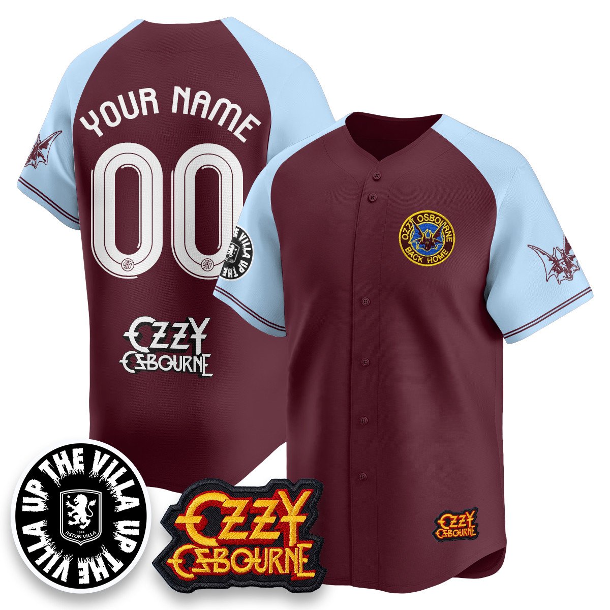 Aston Villa Ozzy Osbourne Back Home Baseball Jersey - All Stitched