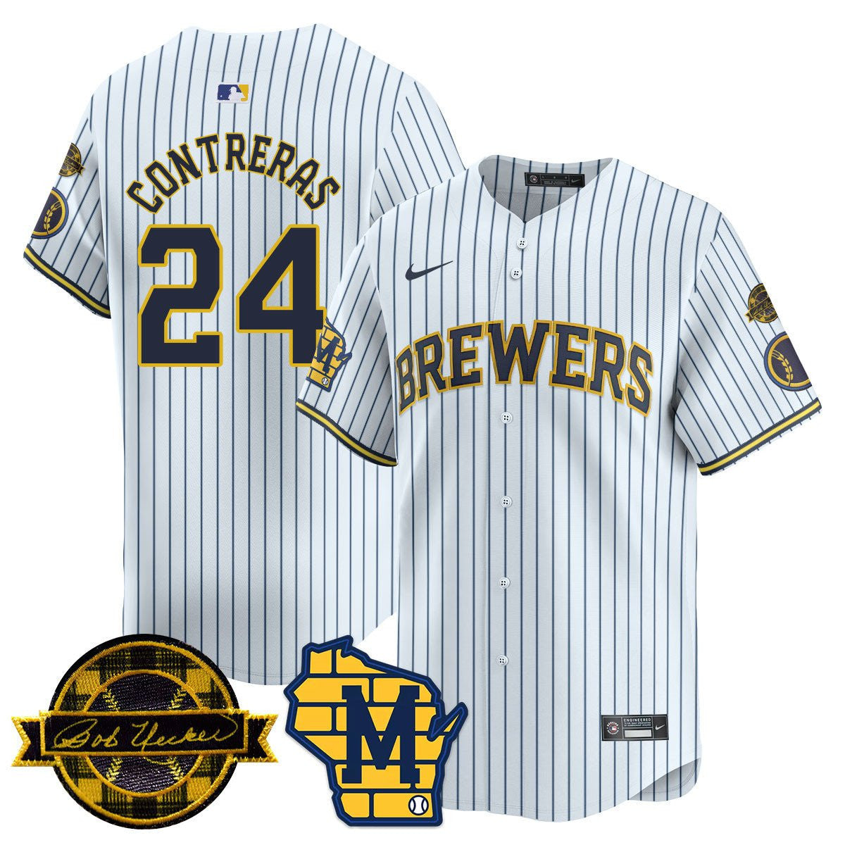 MIL Bob Uecker Patch Vapor Limited Jersey - All Stitched
