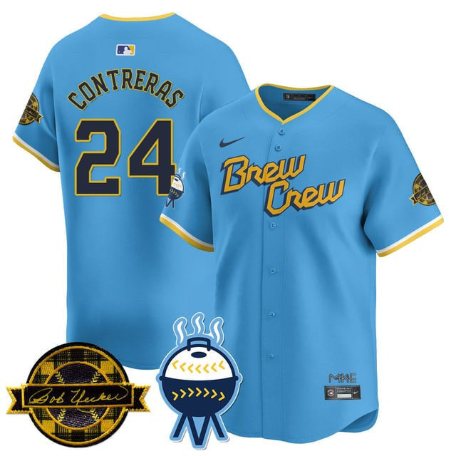 MIL Bob Uecker Patch Vapor Limited Jersey - All Stitched