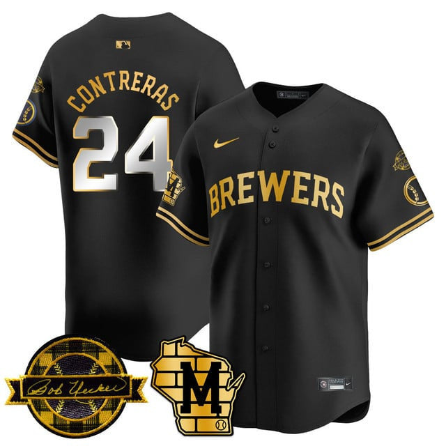 MIL Bob Uecker Patch Vapor Limited Jersey - All Stitched