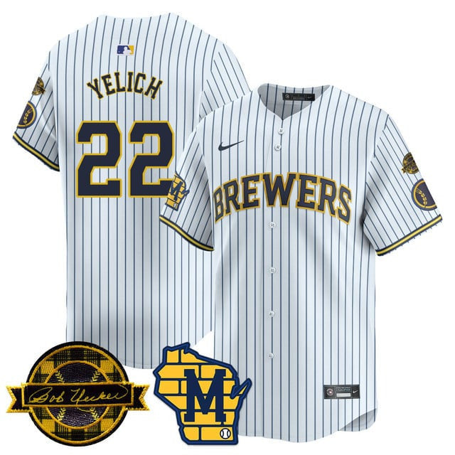 MIL Bob Uecker Patch Vapor Limited Jersey - All Stitched