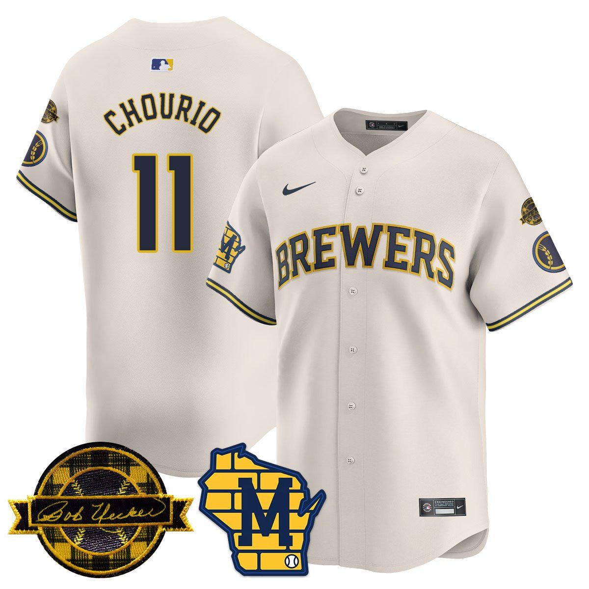 MIL Bob Uecker Patch Vapor Limited Jersey - All Stitched