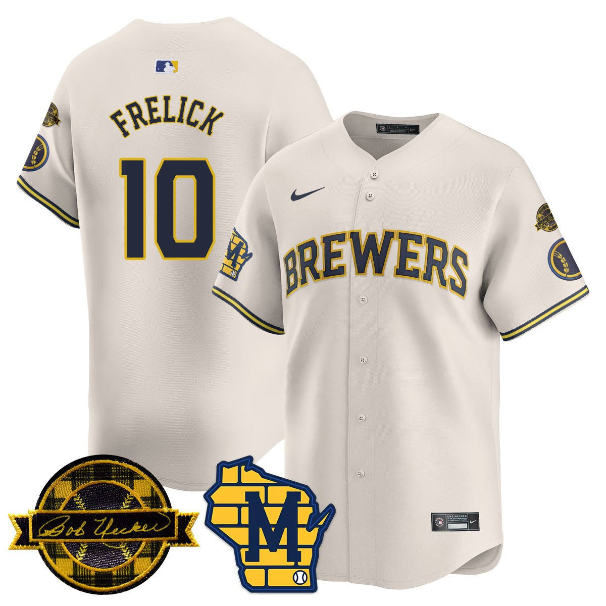 MIL Bob Uecker Patch Vapor Limited Jersey - All Stitched