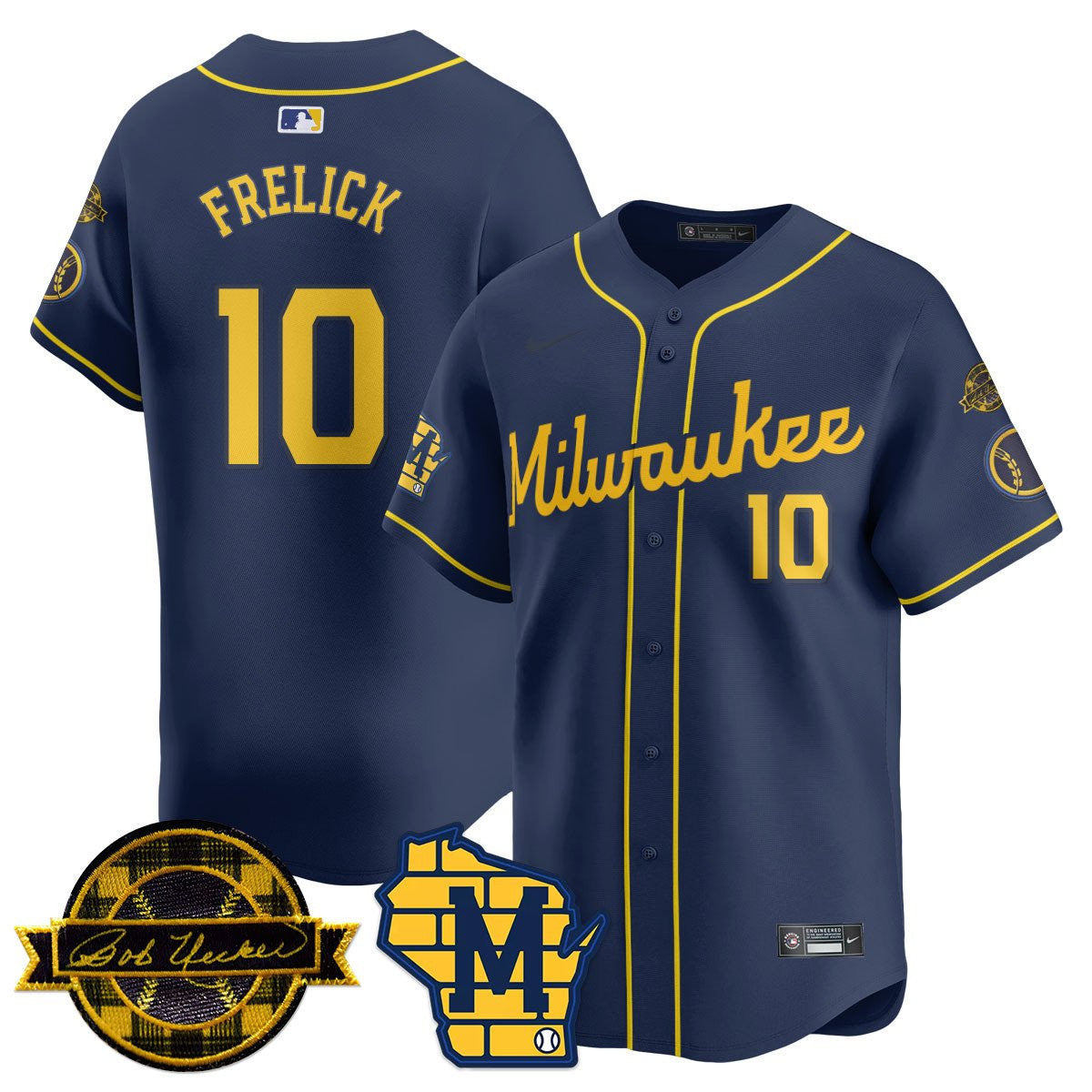 MIL Bob Uecker Patch Vapor Limited Jersey - All Stitched