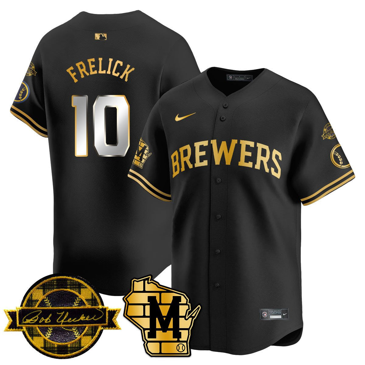 MIL Bob Uecker Patch Vapor Limited Jersey - All Stitched