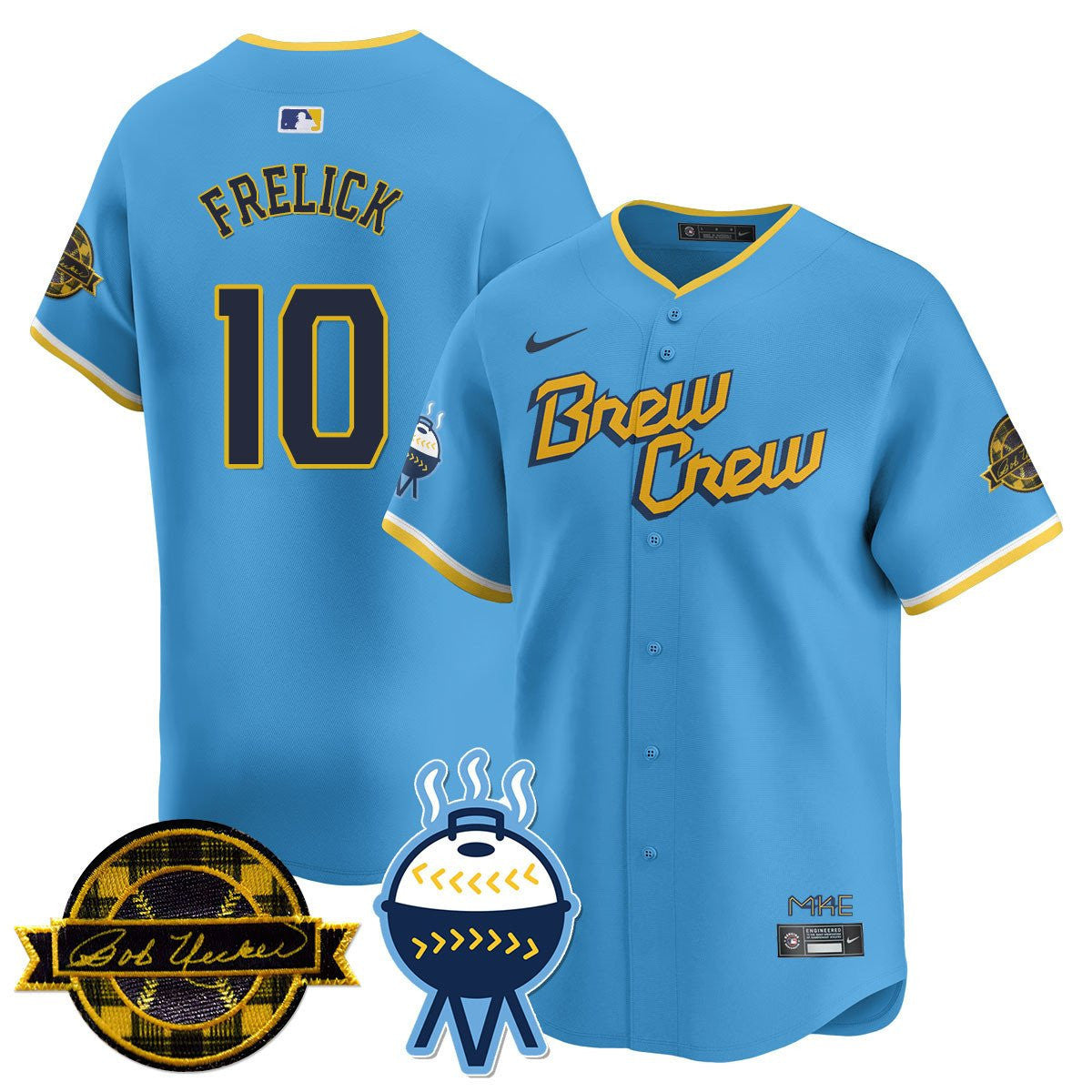 MIL Bob Uecker Patch Vapor Limited Jersey - All Stitched
