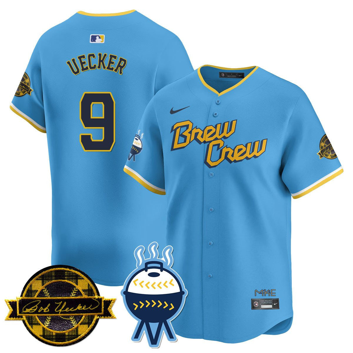 MIL Bob Uecker Patch Vapor Limited Jersey - All Stitched