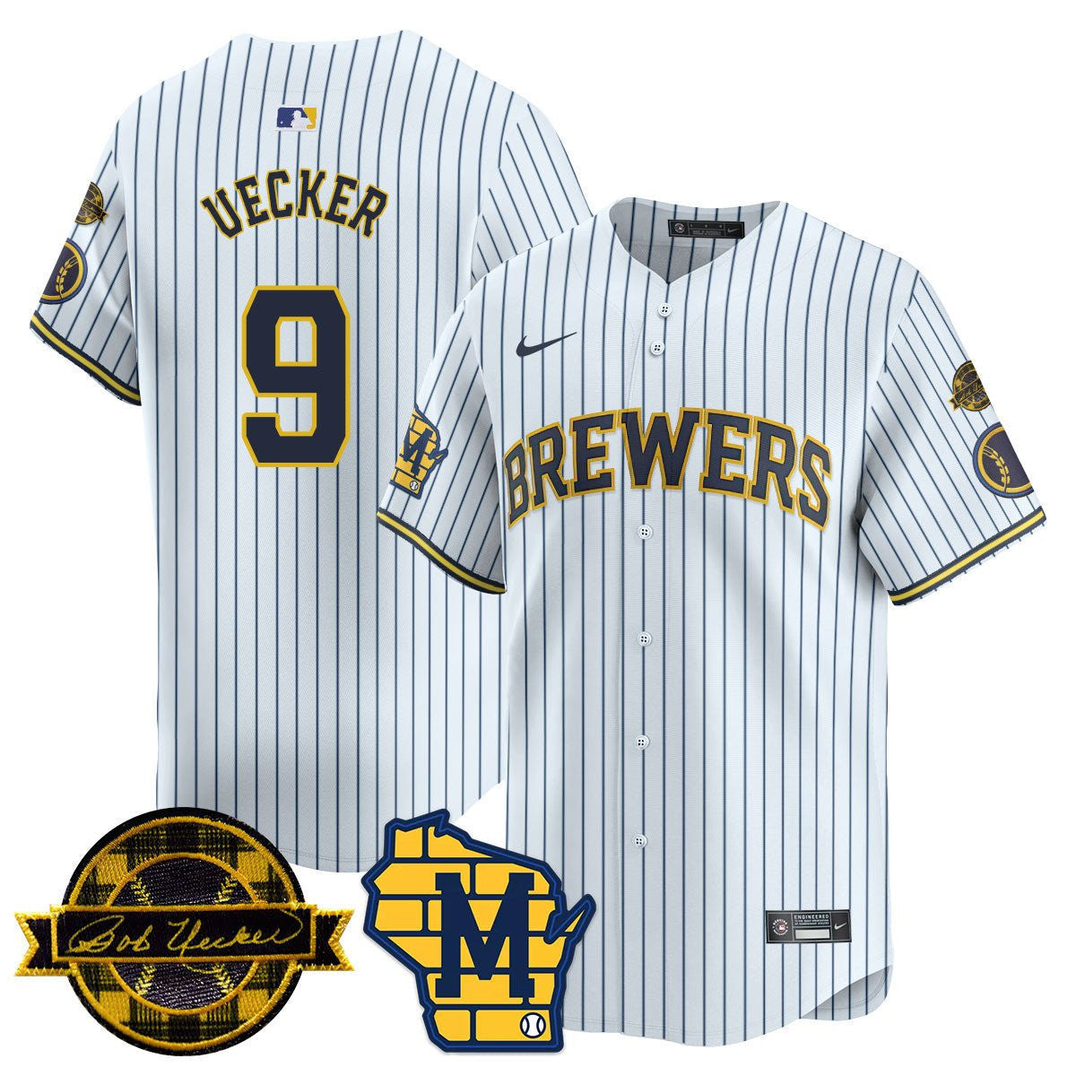 MIL Bob Uecker Patch Vapor Limited Jersey - All Stitched