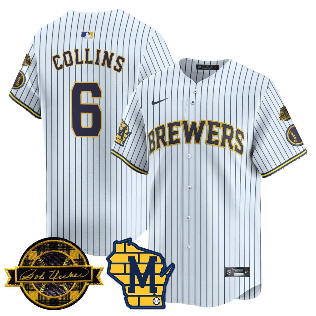 MIL Bob Uecker Patch Vapor Limited Jersey - All Stitched