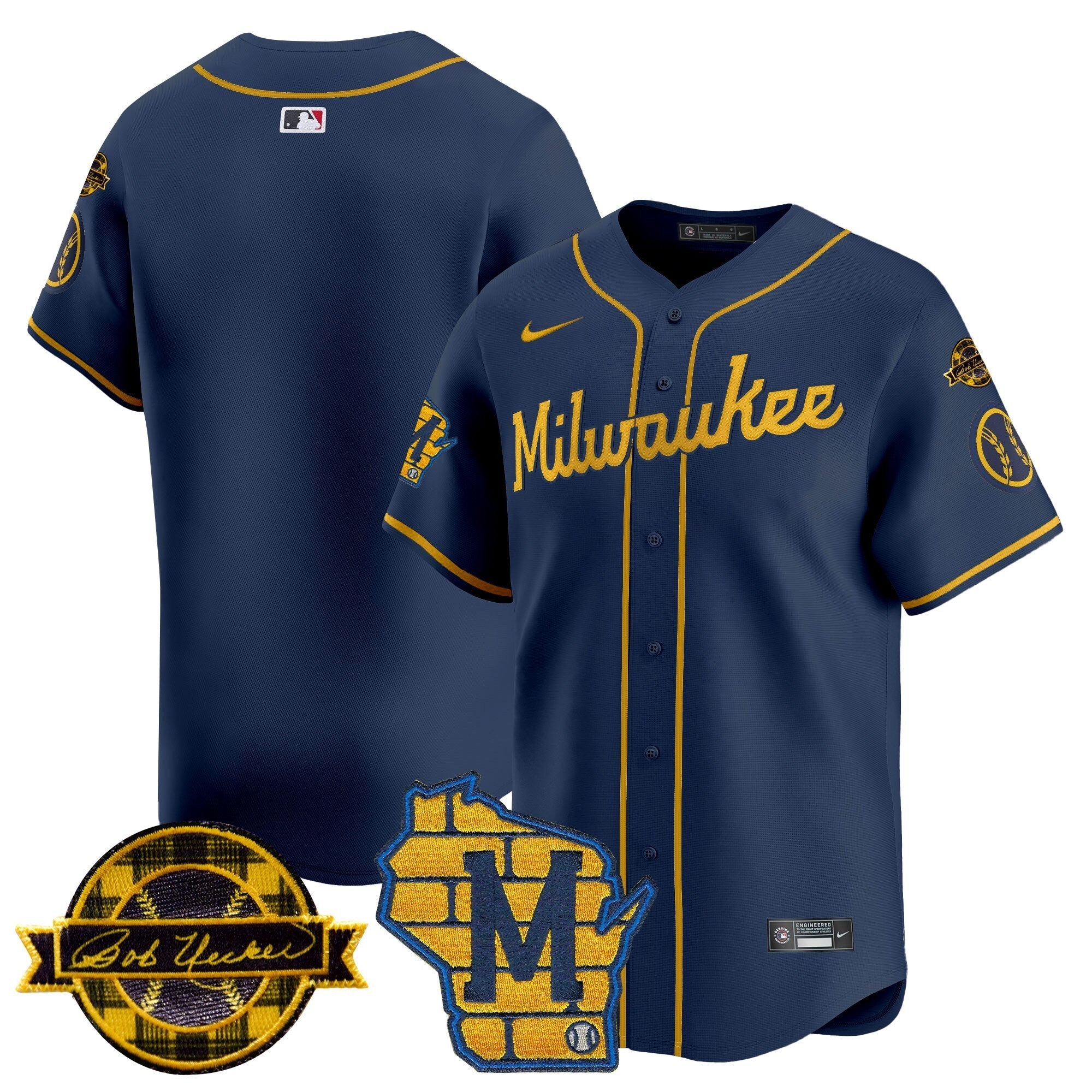 MIL Home & Bob Uecker Patch Vapor Premier Limited Jersey - All Stitched