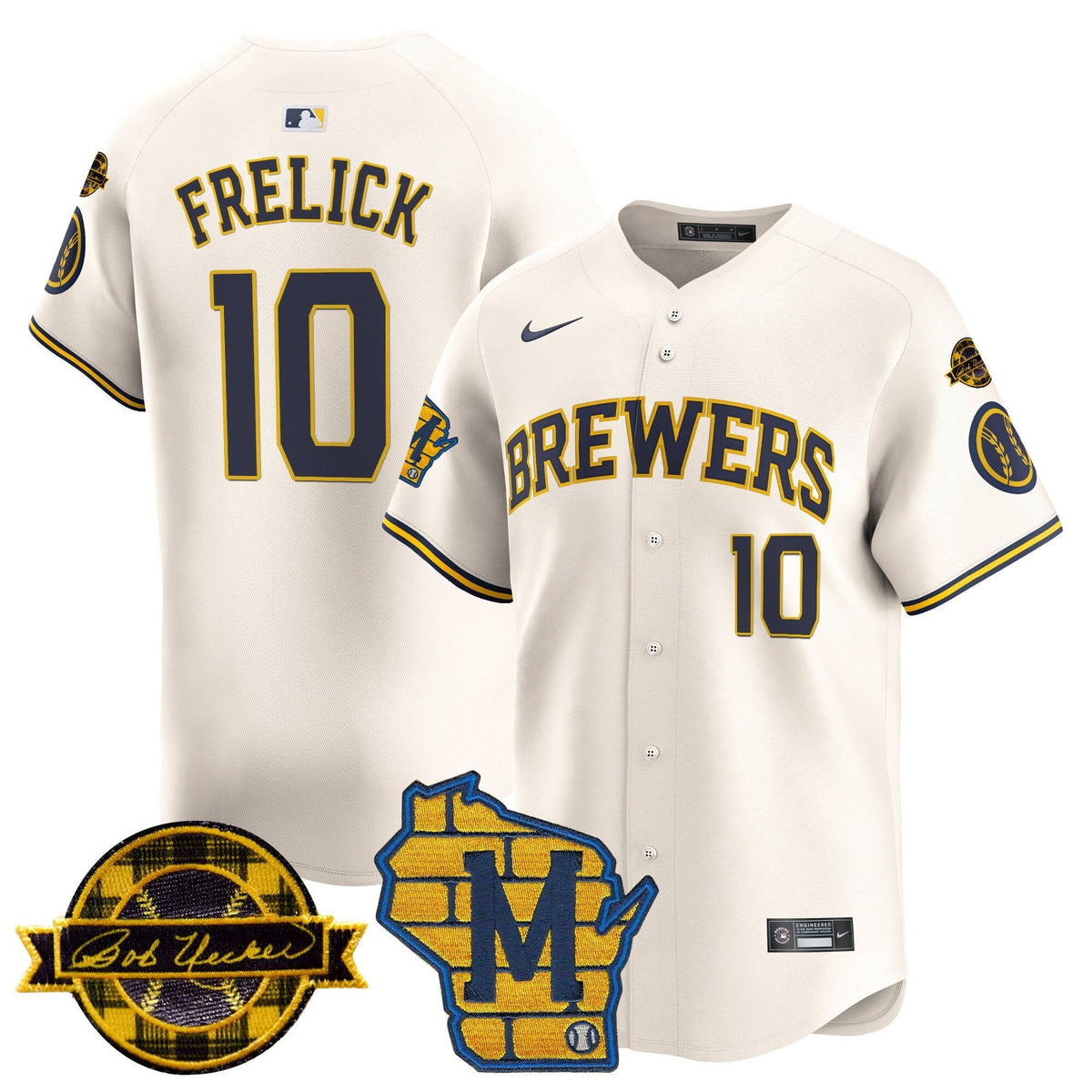MIL Home & Bob Uecker Patch Vapor Premier Limited Jersey - All Stitched